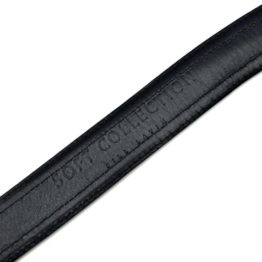 Bill Lavin Soft Collection 38461 Black Italian Calfskin Woven Trim Dress Belt 32